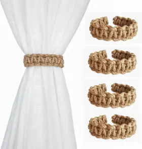 Elkpruu 313049281270 Braided Curtain Tiebacks For Drapes Rustic Holdbacks Set Of 4 Handmade
