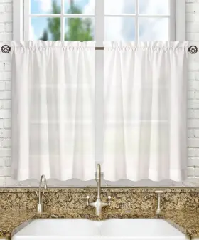 56-by-24 Ellis Curtain 015446204158 Stacey Sheer Inch Tailored Tier Pair Curtains White