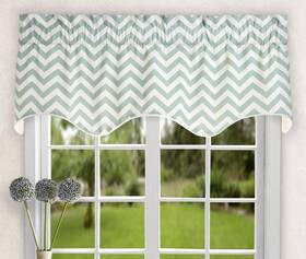 Ellis Curtain 7.30e 11 Reston Chevron Stripe Lined Scallop Valance 50 Inch X 17 Spa