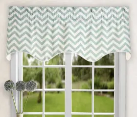 7.30e Ellis Curtain 11 Reston Chevron Stripe Lined Scallop Valance 50 Inch X 17 Spa
