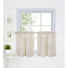 Elrene 026865775235 Linen Stripe Rod Pocket Sheer Kitchen Curtain Tier 30 Inch W X 24 L