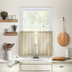 Elrene 026865775334 Cameron Rod Pocket Kitchen Curtain Tier Set Of Two Linen 30 Inch W X 24 L