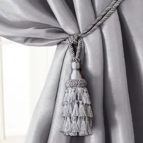 Elrene 026865902549 Home Fashions Charlotte Decorative Tassel Windowcurtain Tieback 24 Inch Silv