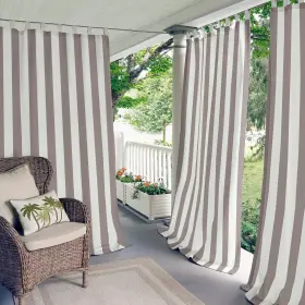 Elrene 026865954234 Highland Stripe Indoor/ Outdoor Single Curtain Panel Gray 52 Inch W X 95 L
