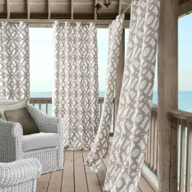 Elrene 026865958423 Marin Indoor/outdoor Grommet Window Panel Natural Modern And Contemporary
