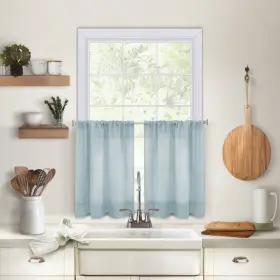 Elrene 026865983746 Maison Pintuck Kitchen Window Tiers Set Of 2 Mineral 30 Inch X 45