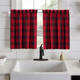Elrene 194590044350 Farmhouse Red/black Buffalo Check Kitchen Curtain Tiers Set 30x36