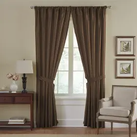 Elrene Home Fashions 026865577785 Versailles Faux-silk Room-darkening Curtain Panel Black