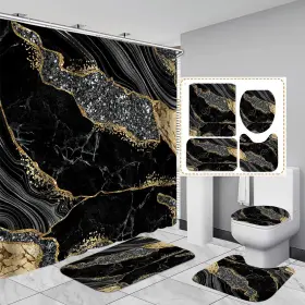 Emhome 313918028402 4pcs Marble Shower Curtain Sets Modern Bathroom With Curtains T