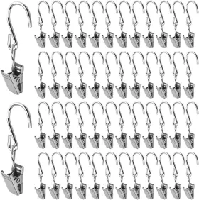 Enenes 715968616018 S Hooks Clip With 50pcs Iron Curtain Clips Lamp Hook Stainless Sliver