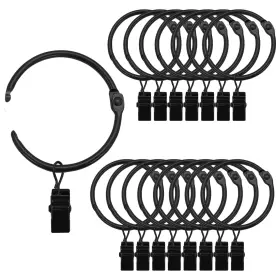 Eogow 765279067498 Black Curtain Rings With Clips 2 Inch 18 Pack Metal Openable