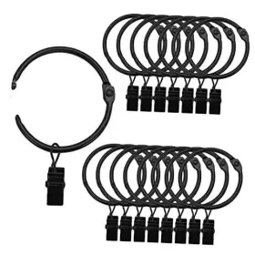 Aa98 Eogow Black Curtain Rings With Clips 2 Inch 18 Pack Metal Openable