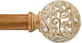 Equrroy 607604678361 Boho Wood Curtain Rods For Windows 66 To 120 Inches 1 Inch Heavy-duty Adjust