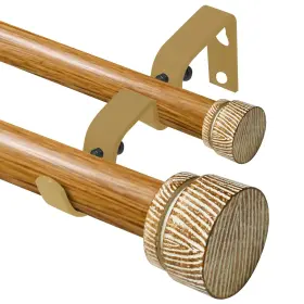 Equrroy 607604682283 Wooden Double Curtain Rods For Windows 66 To 120 Inches 1-inch Diameter Heav
