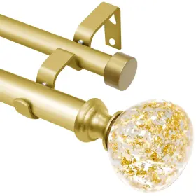 Equrroy 667763801451 Gold Double Curtain Rod For Windows 28 To 48inch Window Treatment Cur