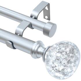 Equrroy 667763801987 Silver Double Curtain Rod For Windows 28 To 48 Inch Window Treatment