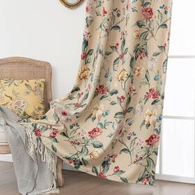 Erbnaryx Flower-102 80% Blackout Curtains For Bedroom Vintage Floral Window Drapes 102 Inch Leng