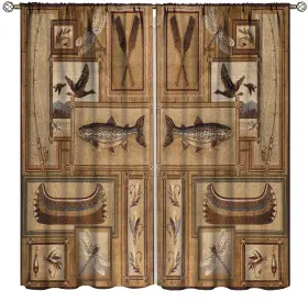 Esproutty 361744942787 Rustic Vintage Curtains Small Wooden Boat And Fish Decorative Window Curta Inch