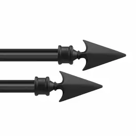 Essential 903330152888 Deco 2 Pack Adjustable Black Curtain Rods For Windows 66 To 120 Inc