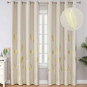 Estelar Textiler Bc5526d-7 Room Darkening Curtains For Bedroom 108 Inch Long With Palm