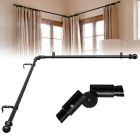 Eticsipa 2225kzdclg-hs-lx #gzqgus Corner Curtain Rod 1 Inch Heavy Duty Metal L Shaped Window Ro