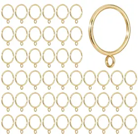648279 Euphhonycs 48 Pack Brushed Gold Curtain Rings 1.5 Inch Inner With Clips Fits 1 1/4 Rod