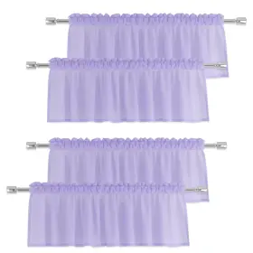Dlvl4-5218c15 Eurzaar Lilac Valances 4 Pieces Sheer Valences 18 Inch Curtains Living Room Window Cu