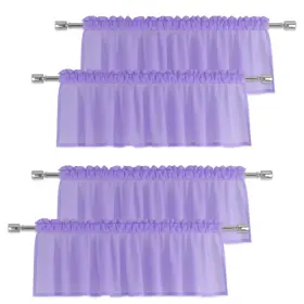 Dlvl4-5218c16 Eurzaar Purple Valances 4 Pieces Sheer Valences 18 Inch Curtains Living Room Window C