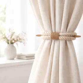 L2369 Evideco Twisted Curtain Tiebacks With Wooden Stick 9.5 In
