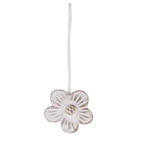 L28012101 Evideco Resin Flower Curtain Tieback With Magnetic Closure 12 In White/gold