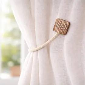 L28045 Evideco Magnetic Curtain Tiebacks 17 In Wood Rope