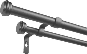Er1025-02 Exclusive Home Curtains Topper Double Curtain Rod And Finial Set 36-72 Gunmetal