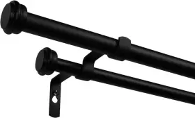 Er1025-04 Exclusive Home Curtains Topper Double Curtain Rod And Finial Set 36-72 Matte Black