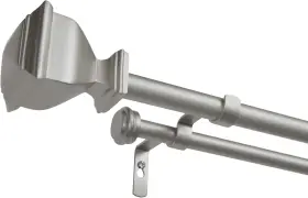 Er1027-01 Exclusive Home Curtains 66120 Napoleon Double Curtain Rod And Finial Matte Silver