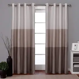 Eh7951-03 Exclusive Home 2-84g Chateau Striped Faux Silk Grommet Top Curtain Panel Pair 54 Inch X
