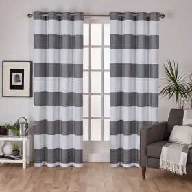 Eh7957-01 Exclusive Home 2-84g Surfside Cabana Stripe Cotton-rich Grommet Top Light Filtering