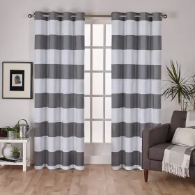 Eh7990-01 Exclusive Home 2-96g Surfside Cabana Stripe Cotton-rich Grommet Top Light Filtering