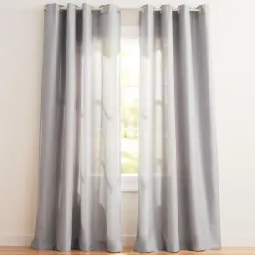Eh8091-03 Exclusive Home 2-84g Loha Linen Grommet Top Curtain Panel Pair 54 Inch X84 Dove Grey