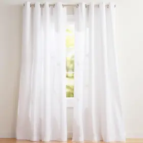Eh8092-06 Exclusive Home Loha Linen Grommet Top Curtain Panel Pair 54 Inch X108 Winter Wh