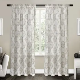 Eh8183-01 Exclusive Home Curtains 2-108r Nagano Medallion Belgian Linen Windo