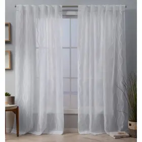 Eh8340-01 Exclusive Home 2-96h Curtains Belfast Woven Wave Embellished Sheer