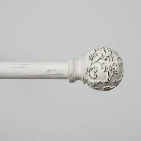 Exclusive Home Er1015-04-3672 Vine 1 Inch Curtain Rod And Finial Set Distressed White Adjustab
