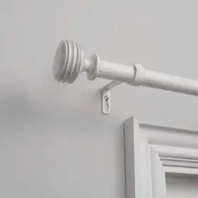 Er1021-01 Exclusive Home Duke 1 Inch Curtain Rod And Coordinating Finial Set Distressed Wh