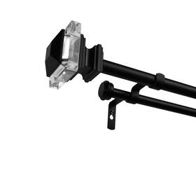 Exclusive Home Er1023-03 66120 Prism Double Curtain Rod And Finial Set Matte Black 66 Inch -120