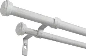 Er1025-06 Exclusive Home 66120 Topper Double Curtain Rod And Finial 66-120 Distressed White