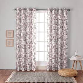 Exclusive Home Ya014942dsehc1 Branches Linen Blend Grommet Top Curtain Panel Pair 54 Inch X84