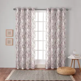 Ya014942dsehc1 Exclusive Home Branches Linen Blend Grommet Top Curtain Panel Pair 54 Inch X84