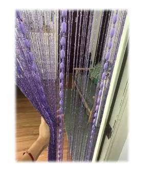 Eyotool 662565504944 Door String Curtain Flat Silver Ribbon Thread With Shaggy Tassel Room Divider