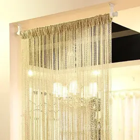 Eyotool 710824070058 1x2 M Door String Curtain Rare Flat Silver Ribbon Thread Fringe Window Panel