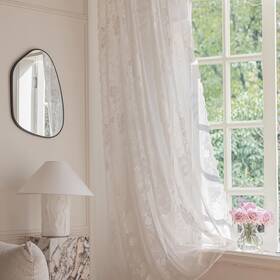 Fapliglisy Yjfhjb-84ivory Ivory Lace Curtains 84 Inches Long Victorian Floral Sheer For Living